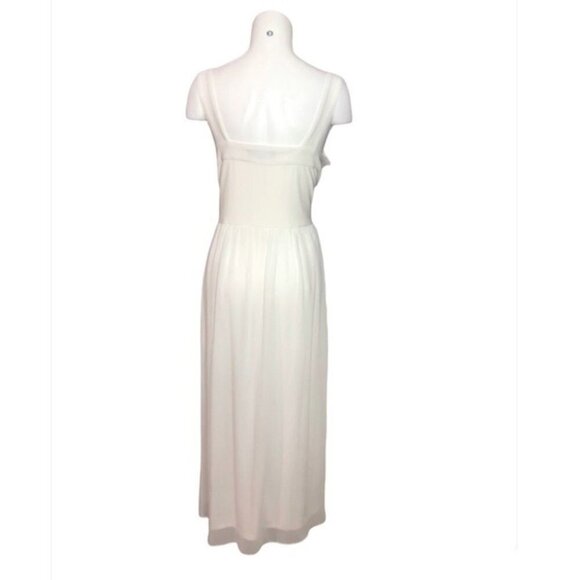 Laura Plus Off White Chiffon Ruffle Gown Size 14 Bridal Black Tie Formal - Picture 2 of 8